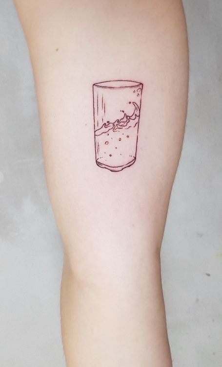 Water Cup Tattoo, Water Glass Tattoo, Full Cup Tattoo, Glass Of Milk Tattoo, Glass Of Water Tattoo, Pitcher Tattoo, Water Bottle Tattoo, Minimal Water Tattoo, Glass Jar Tattoo