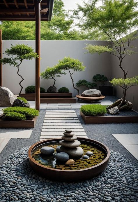 Transform your backyard today with these stunning patio designs! Discover 31 unique outdoor patio ideas that blend functionality with style. Perfect for any home, these setups promise to make your outdoor space more inviting, even if small! #PatioDesign #HomeDecor #OutdoorPatio #Patio #PatioIdeas  Create your dream patio now; start here! Japanese Style Patio, Garden Design Styles, Home Yard Ideas, Zen Patio Ideas, Modern Outdoor Patio Ideas, Tree Garden Ideas, Japanese Patio, Zen Backyard Ideas, Japandi Garden