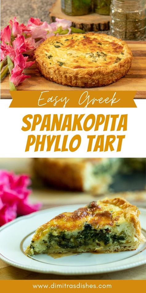 A truly delicious and impressive Greek spanakopita phyllo tart that is so easy to make. Greek Pitas, Spinach Dishes, Phyllo Tart, Greek Spanakopita, Family Casseroles, Greek Food Recipes, Spinach Pies, German Schnitzel, Chicken Greek