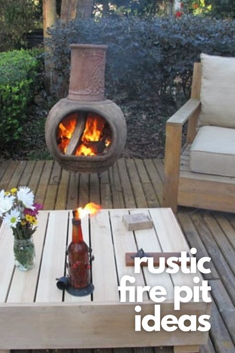 A chiminea fire pit is a great way to enjoy a cozy fire in your backyard. Unlike a traditional fire pit, a chiminea is usually made from clay pottery and has a tall, slender top with a wide opening at the base. Backyard Chiminea Ideas Patio, Chiminea Ideas, Rustic Fire Pit Ideas, Backyard Get Together, Rustic Fire Pit, Backyard Kitchens, Chiminea Fire Pit, Cozy Fire Pit, Paver Fire Pit