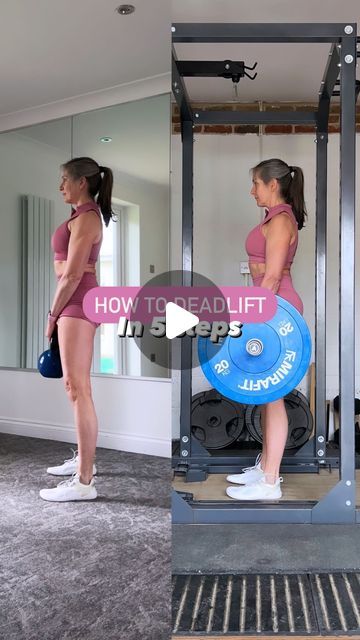 Jacqueline Hooton on Instagram: "5️⃣ Step method to learn how to deadlift with confidence ⭐️  From beginner ➡️ advanced   Ft @womensbest new Motion 💕code Jacqueline for discount   A deadlift is a fantastic functional strength exercise that involves the whole body. Everyone can benefit from learning how to deadlift. Whether you need to pick up a small parcel 🎁 or a heavy chair 🪑 lifting something from the ground is an activity of daily life.  A deadlift is a hip hinge movement so that’s the first thing you need to practice. Grab a broom 🧹 handle and start with this. 1️⃣ Hip hinge with broom handle maintaining contact with upper and lower back  2️⃣ Use a foam roller whilst performing a deadlift  3️⃣ Deadlift a kettlebell, decreasing distance from floor with a low step or blocks  4️⃣ Dead How To Do A Deadlift Correctly, Dead Lifts Women, How To Do Deadlifts, Deadlift Women, Deadlift Form, Hip Hinge, Broom Handle, A Broom, Foam Roller