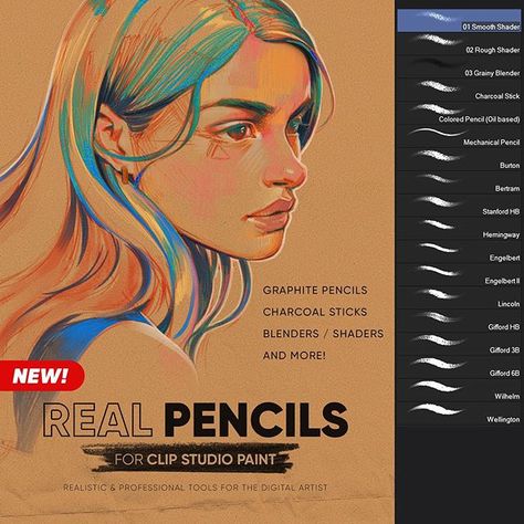 I just released my newest brush set for Clip Studio Paint. If you've been looking for Realistic Pencils this is the set you need! Each brush is unique and behaves differently. There are blenders graphite pencils colored pencils and more. Click the link on my profile to see for yourself  gumroad.com/ericanthonyj  #Myart #drawing #blackbook #art #pencilart #sketch #sketchbook #illustration #painting #digitalpainting #art_insanely #sketch_dailydose #drawing_expression #artstrending #art_dailydose # Cps Brushes, Clip Studio Brushes, Clip Studio Paint Brushes, Best Watercolor Brushes, Paint Software, Best Hair Brush, Digital Brushes, Digital Ideas, Best Procreate Brushes