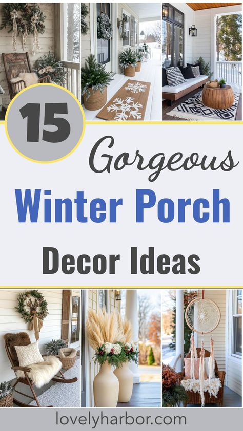 15 Gorgeous Winter Porch Decor Ideas To Spark Your Creativity Winter Porch Boards, Simple Winter Porch Decor, After Christmas Winter Decor Porch, January Porch Decor, January Front Porch Decor, Front Porch Chairs Ideas, Decorating For Winter After Christmas, Winter Porch Ideas, Winter Porch Pots