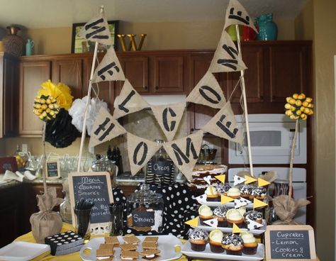 welcome home party ideas | Welcome Home Party @ How Sweet It Is Home Sweet Home Party, Welcome Home Ideas, Welcome Home Party, Welcome Back Party, Military Welcome Home, Welcome Back Home, Welcome Home Decorations, Welcome Home Banners, Welcome Home Parties