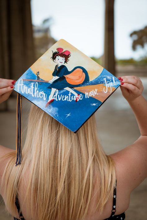 Kiki’s Delivery Service Cap - UC San Diego Studio Ghibli Grad Cap Ideas, Studio Ghibli Graduation Cap, Anime Graduation Cap, Spongebob Graduation Cap, Shoping Cart, Graduation Hat Designs, College Grad Cap Ideas, Uc San Diego, Graduation Cap Decoration Diy