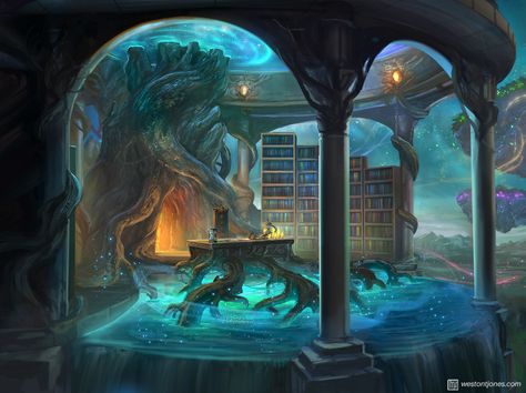 Magic Office Concept Art, Fantasy Office Concept Art, Fantasy Office Art, Headmistress Office, Office Concept Art, Magic Office, Fantasy Office, Room Concept Art, Fantasy Library