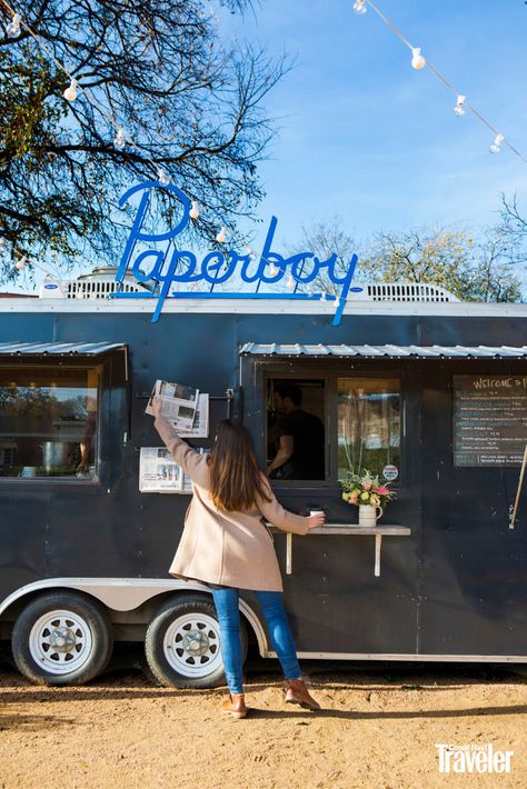 From breakfast tacos to regional Thai specialties to churros, Austin's food truck scene is as varied as the city's residents. #austin #cityguide #foodtrucks Pink Trailer, Real Estate Agent Branding, Austin Travel, Austin Hotels, Best Food Trucks, Austin Food, Nashville Style, Food Truck Design, Breakfast Tacos