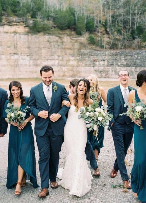 mismatched sage bridesmaid dresses, teal bridesmaid, white and sage wedding bouquet, summer wedding , sage wedding ideas #sagewedding dark blue green groom and groomsmen Dark Teal Bridal Party, Navy Green And White Wedding, Wedding Flowers Teal, Teal And Green Wedding, Teal And Navy Wedding, Teal Bridal Party, Teal And White Wedding, Teal Wedding Ideas, Dark Teal Wedding