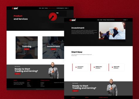 This a website design and development project completed for a Forex and Crypto currency trading platfrom. The Website uses Black, Grey, Red and White Theme design Black White Red Website Design, Black And Red Website Design, Black White Website, Film Website, Red Website, Web Design Black, Black Website, Clever Marketing, Simple Website Design