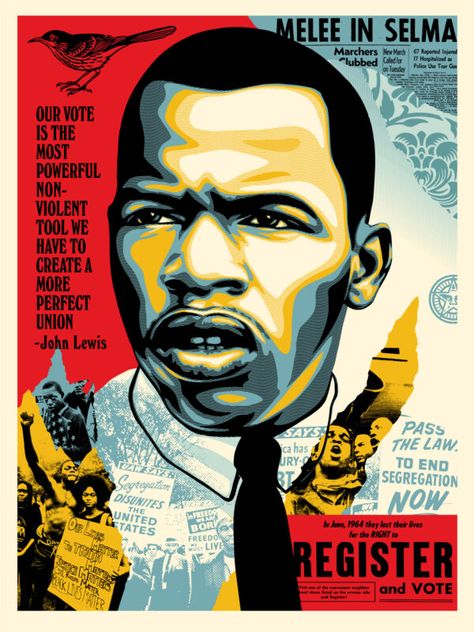 Shepard Fairey Art, John Lewis Quotes, Obey Giant, Shepard Fairey Obey, Good Trouble, Protest Art, Propaganda Art, Shepard Fairey, Diego Rivera