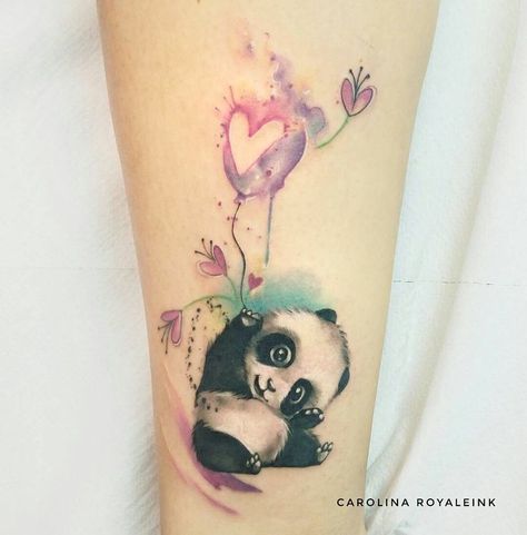 Pinterest : Victoria💜 Panda Bear Tattoos, Tattoos Infinity, Panda Tattoo, Tattoo Magazine, Bear Tattoos, Tatuaje A Color, Bear Tattoo, Cute Tattoos For Women, Elephant Tattoos