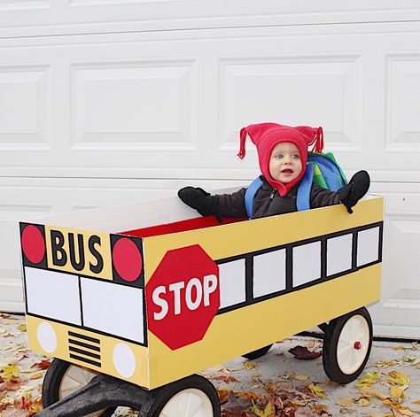 Craft Pegboard, School Bus Costume, Wagon Halloween Costumes, Wagon Costume, Kids Wagon, Diy School, Radio Flyer, Magic School Bus, School Bus Driver