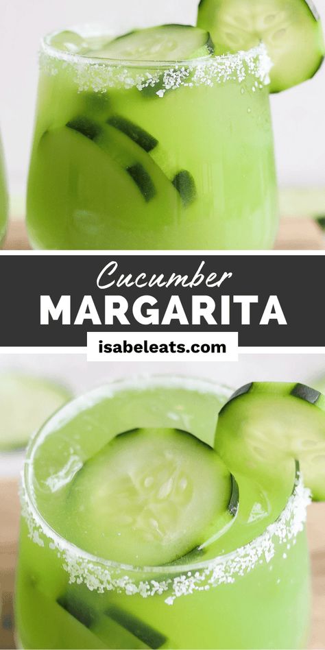 This light and refreshing cucumber margarita, made with only 5 ingredients, is perfect for hot summer days! Light Margarita Recipe, Cucumber Margarita, Isabel Eats, Yummy Cocktails, Light Cocktails, Cucumber Juice, Summertime Drinks, Quick Appetizers, Mexican Cooking