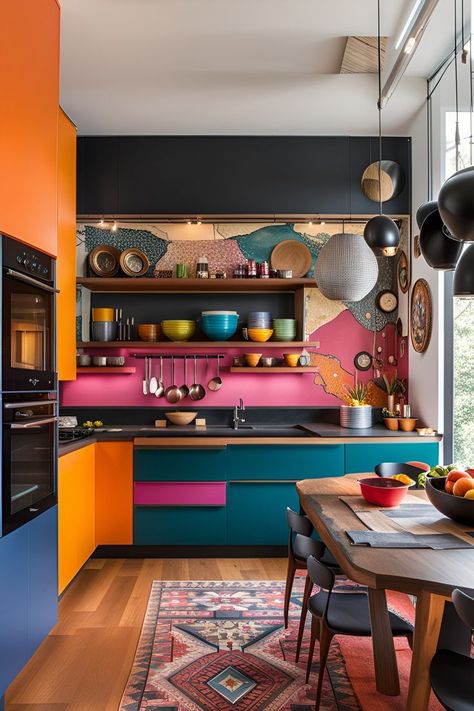 Celebrity Home, Kitchen Cabinet Ideas, Colorful Kitchen, Decor Hacks, Kitchen Organisation, Top Decor, Cabinet Ideas, Apartment Decor Inspiration, Design Kitchen