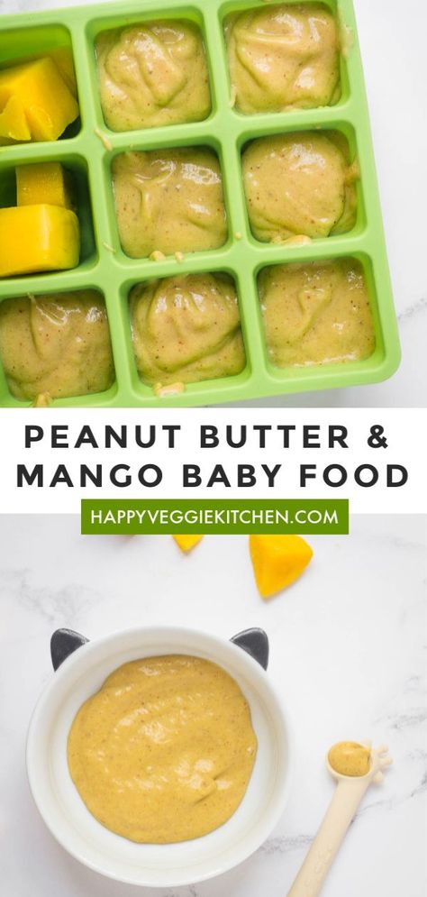 Mango Baby Puree, Mango Puree Baby, Peanut Butter Baby Food, Peanut Butter Baby, Baby Food By Age, Baby Food Puree, Easy Baby Food, Vegetarian Kids, Puree Recipes