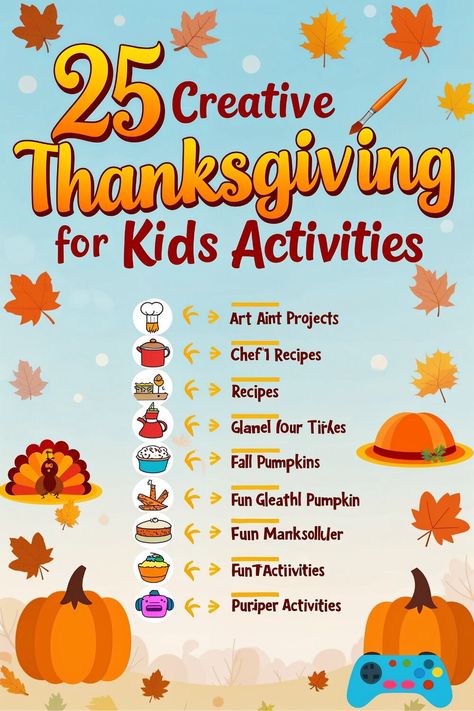 Make this Thanksgiving special with 25 engaging activities for kids. These ideas range from simple crafts to fun games that encourage creativity and festive excitement. Ensure your children have an amazing holiday filled with joy and learning. Perfect for classrooms or home celebrations. #ThanksgivingActivities #KidsCrafts #FamilyFun Thanksgiving Activities Kids, Thanksgiving Ideas For Kids, Creative Thanksgiving Ideas, Ideas For Kids Activities, Thanksgiving Family Activities, Fun Thanksgiving Activities, Diy Thanksgiving Cards, Turkey Handprint Craft, Thanksgiving Songs