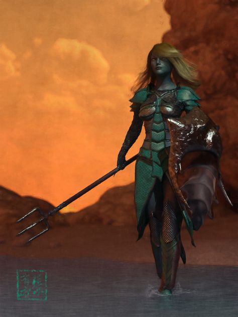 ArtStation - Triton Fighter, Benni A. Triton Fighter, Wild Child Movie, Light Green Hair, D D Races, Pathfinder Character, Dungeons And Dragons Memes, Dnd Races, Dragon Memes, Dungeons And Dragons Characters