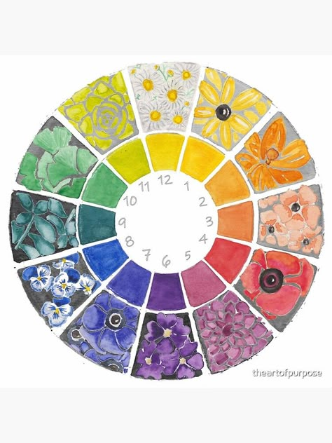 Nature Color Wheel, Color Wheel Poster Aesthetic, Fun Color Wheel Projects, Colour Wheels, Cute Color Wheel Ideas, Aesthetic Colour Wheel, Aesthetic Color Wheel, Color Wheel Artwork, Flower Color Wheel Art Projects