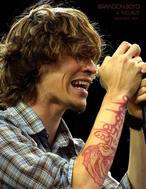 Brandon Boyd Tattoo, Arm Tattoos With Meaning, Incubus Band, Collage Pics, Army Tattoos, Brandon Boyd, Cool Arm Tattoos, Red Ink Tattoos, Red Tattoos