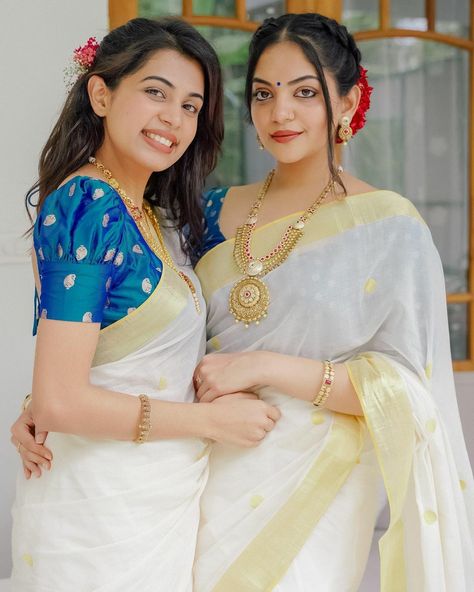 Set Saree Blouse Designs Kerala, Set Saree Kerala, Onam Outfits Ideas, Ahaana Krishna, Onam Special, 90s Bollywood Fashion, Onam Outfits, Kerala Saree Blouse Designs, Onam Saree