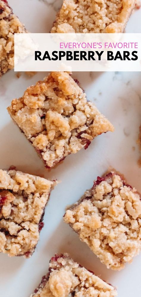 Looking for an easy summer dessert? these raspberry bars are made in four easy steps. Mix, spread, top, crumble. They are buttery, with pecans (or walnuts!) and coconut adding a little texture, and the perfect amount of raspberry jam in-between.Make them! Raspberry Jam Desserts, Raspberry Coconut Bars Recipe, Raspberry Bars Recipes, Rasberry Bars, Raspberry Jam Bars, Raspberry Shortbread Bars, Raspberry Coconut Bars, Raspberry Crumb Bars, Easy Breakfast Dishes