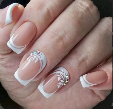 French Manicure Designs, Manicure Nail Designs, Elegant Nail Designs, French Manicure Nails, French Nail Designs, Pretty Nail Art Designs, Wedding Nails Design, Design Nails, Nail Art Wedding