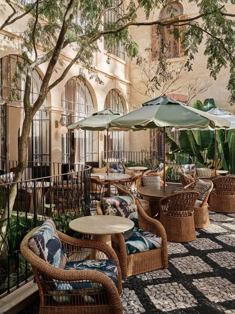 Cardo Roma hotel review: the perfect place to mix business and pleasure | Wallpaper Hotel Cafeteria, Soho Beach House Miami, Boutique Hotel Lobby, Soho Beach House, Brand Moodboard, Boutique Hotels Design, Pelican Hill, Courtyard Landscaping, Public Space Design