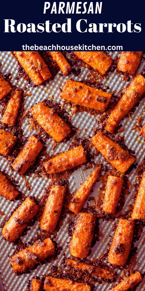 These Parmesan Roasted Carrots have over-the-top flavor! They're delicious served as a side or just bake a batch and use for snacking throughout the day. They're cheesy, crispy and just delicious! Parmesan Roasted Carrots, Parmesan Carrots, Crochet Bells, Crochet Baubles, Carrots Side Dish, Roasted Carrots Recipe, Baked Carrots, Free Pattern Crochet, Baubles Christmas