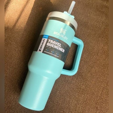 Aqua Stanley Cup, Cheap Stanley Cup, Teal Stanley Cup, Preppy Stanley Cup, Preppy Stanley, Stanley Water Bottle, Stanley Products, Trendy Water Bottles, Preppy Things