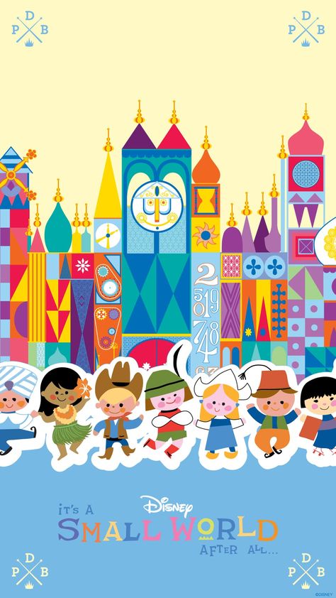 Its A Small World Wallpaper Iphone, Small World Disneyland, Mary Blair Art, Background Disney, Its A Small World, Disney Poster, It’s A Small World, Mary Blair, It's A Small World