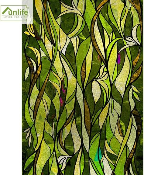 Amazon.com: funlife Privacy Stained Glass Window Film, Single Sided Static Cling Glass Covers Suitable for Entryway, Decor for Bathroom Glass Window, 11.8"x118", Green Leaves : Home & Kitchen Stained Glass Leaves, Watercolor Irises, Diy Tile Backsplash, Adhesive Backsplash, Traditional Curtains, Frosted Glass Window, Privacy Window Film, Decor For Bathroom, Stained Glass Window Film