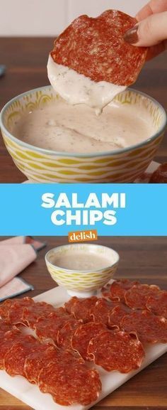 Salami Chips Are Here To Revolutionize Party AppetizersDelish Salami Chips, Chip Recipe, Desayuno Keto, Protein Dinner, Snacks Easy, Low Carb Snack, Keto Snack, Recetas Keto, On The Go Snacks