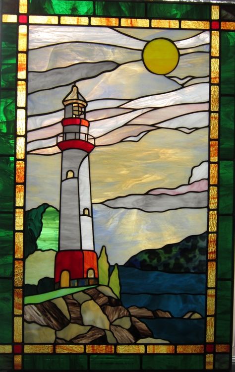 Atlantic lighthouse by spectrum stained glass L'art Du Vitrail, Stained Glass Studio, Stained Glass Quilt, Glass Art Pictures, Stained Glass Light, Stained Glass Paint, Glass Mosaic Art, Glass Art Projects, Window Cling