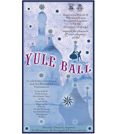 Yule Ball Poster, Hogwarts Yule Ball Aesthetic, Yule Ball Wallpaper, Yule Ball Aesthetic, Hogwarts Yule Ball, Harry Potter Themed Christmas, Harry Potter Prints, Harry Potter Yule Ball, Poster Harry Potter