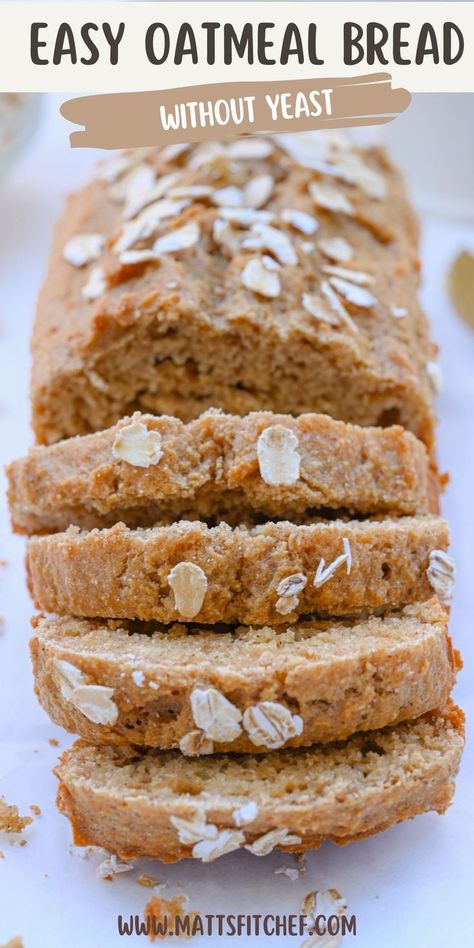 Simple Oatmeal Bread without Yeast Gluten Free Bread Recipe No Yeast, Desserts With Oats, Wholemeal Bread Recipe, Simple Oatmeal, Oat Bread Recipe, Bread Without Yeast, Oatmeal Flour, Oat Flour Recipes, Yeast Free Breads