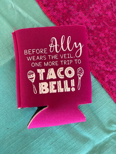 Taco Bell Themed Bachelorette Party Taco Bell Bachelorette Party, Taco Bachelorette Party, Themed Bachelorette Party, Bach Bash, Themed Bachelorette, Bachelorette Sash, Wedding Shower Themes, Fiesta Theme Party, Bachelorette Party Themes