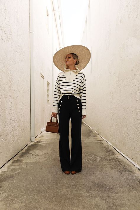 FRESH START // Atlantic Pacific Blair Eadie, Striped Sweater Outfit, Blair Eadie, Nautical Outfits, Atlantic Pacific, Monday Mood, Sailor Pants, Sailor Fashion, Fashion Sites