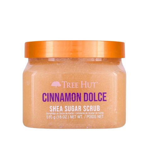 Tree Hut Cinnamon Dolce Shea Sugar & Almond Body Scrub Shea Sugar Scrub, Cinnamon Dolce, Exfoliating Body Scrub, Natural Exfoliant, Sugar Body, Macadamia Oil, Sugar Body Scrub, Evening Primrose Oil, Tree Hut