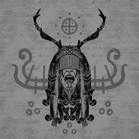 Nordic Pagan Tattoo, Viking Shaman Art, Hel Tattoo, Space Viking, Druid Tattoo, Fenrir Tattoo, Viking Wallpaper, Slavic Paganism, Tattoo Filler