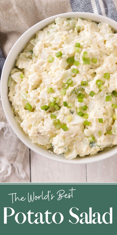 Potato Salad With Green Onions, Sour Cream And Onion Potato Salad, Potato Salad With Vinegar And Mayo, Mayo Based Potato Salad, Mayonnaise Potato Salad Recipe, Potato Salad Made With Sour Cream, Potato Salad With Green Olives, Potato Salad Without Mustard, Cream Cheese Potato Salad