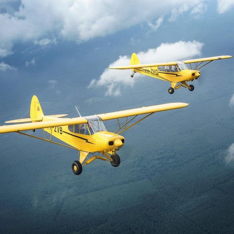 Flight of two Piper Super Cubs PA-18 Piper Cub, Old Piper Squad, Piper Archer Plane, Piper J3 Cub, Piper Aircraft, Small Airplanes, P 51 Mustang Airplane, Bush Plane, Unmanned Aerial Vehicle