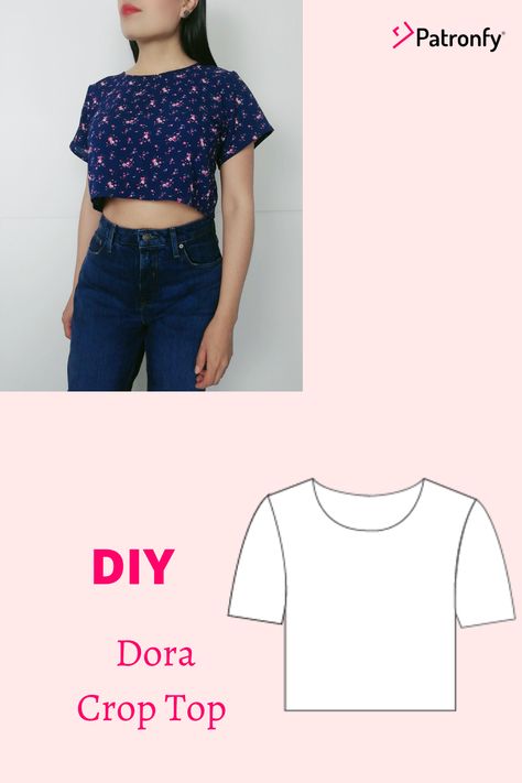 Sewing Pattern Crop Top, Bow Blouse Pattern, Crop Top Sewing, Baggy Crop Top, Crop Top With Sleeves, Crop Top Sewing Pattern, Free Crop Tops, Pattern Crop Top, Corset Sewing Pattern