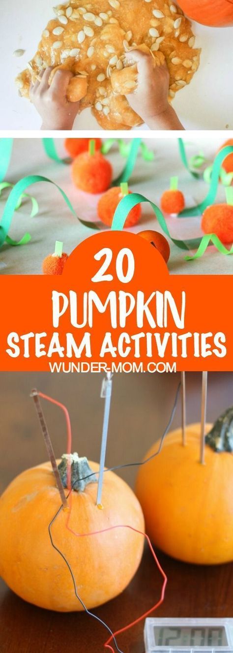 Pumpkin STEAM Activites - science and stem activities for fall and halloween #fall #halloween #kidsactivities #education #stem #steam #science #preschool #kindergarten #elementary #homeschool Pumpkin Stem Activities, Maze Preschool, October Kids, Pompom Crafts, Preschool Steam, Stem Activities Kindergarten, Stem Activities For Kids, Halloween Stem, Steam Activity