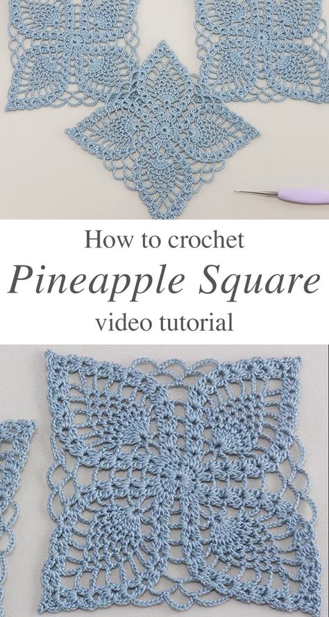 Lattice Square Crochet, Crochet Shapes Pattern Free, Pineapple Scarf Crochet Pattern, Crochet Pineapple Stitch Patterns Free, Pineapple Stitch Crochet Pattern, Crochet Lace Granny Square Pattern, Square Crochet Doily Pattern Free, Lacy Granny Square Crochet Pattern, Doily Patterns Square