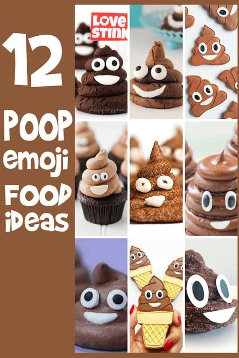 Poop emoji food ideas: A roundup of poop emoji food ideas for emoji party Poo Themed Party, Poo Emoji Birthday Cake, Poop Themed Birthday Party, Poop Party Ideas For Kids, Emoji Cakes, Poop Party, Poop Cake, Emoji Birthday Cake, Emoji Food