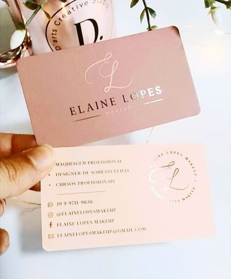 Elegant Business Cards Design, Maquillage On Fleek, Pink Business Card, Pink Business, Graphic Design Business Card, Makeup Artist Business Cards, Business Card Design Inspiration, Beauty Salon Interior, Beauty Logo Design