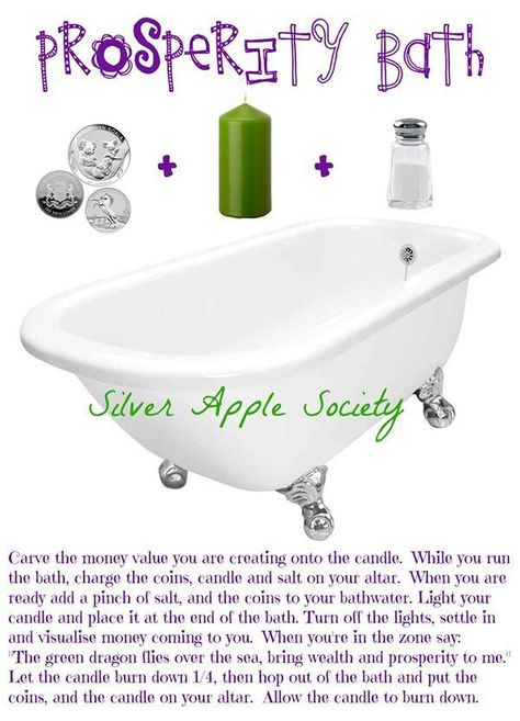 Money Bath Ritual, Prosperity Magick, Spiritual Cleansing Bath, Magical Bath, Prosperity Spell, Silver Apple, Spiritual Bath, Bath Recipes, Magick Spells