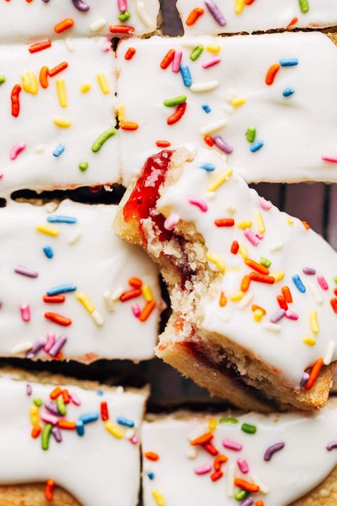 Strawberry Pop Tart Shortbread | Butternut Bakery Pop Tart Shortbread, Poptart Shortbread, Strawberry Shortbread Recipe, Cambrea Bakes, Butternut Bakery, Strawberry Pop, Strawberry Pop Tart, Raspberry Bars, Shortbread Bars