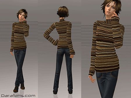 female | DaraSims.net Fem Outfits, Sweater With Jeans, The Sims 2, 80s Outfit, 80s Dress, Sims Mods, Sims 4 Mods, Sims 2, Sims 3