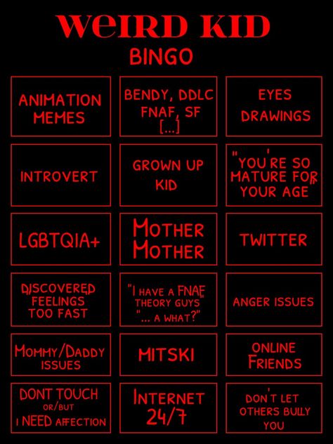 How I See Him Jar Template Tiktok, All About Me Template Tiktok, Outfit Kinks Chart Bingo, Fnaf Kinnie Bingo, Weird Kid Bingo, Anger Issues As Drawings, Oc Bingo, This Or That My Type, Character Bingo